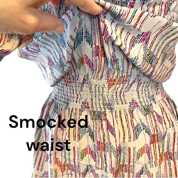 PARKER Silk Dress with Short Sleeves and Smocked Drop Waist - Picture 7 of 16